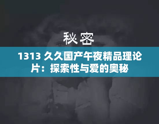 1313 久久国产午夜精品理论片：探索性与爱的奥秘