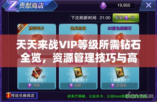 天天来战VIP等级所需钻石全览，资源管理技巧与高效利用策略，避免钻石浪费
