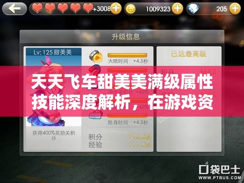 天天飞车甜美美满级属性技能深度解析，在游戏资源管理中的核心作用与优化策略探讨