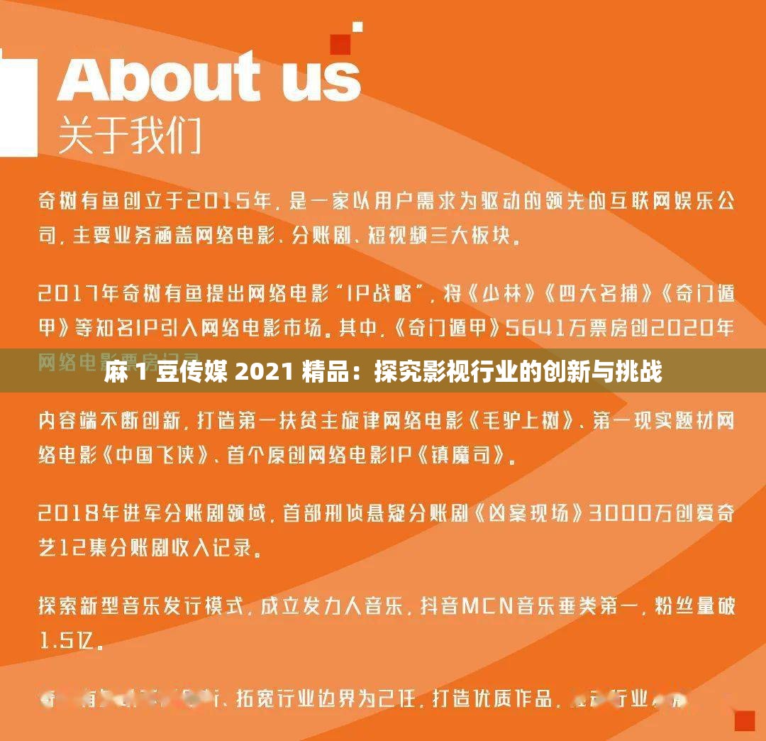 麻 1 豆传媒 2021 精品：探究影视行业的创新与挑战