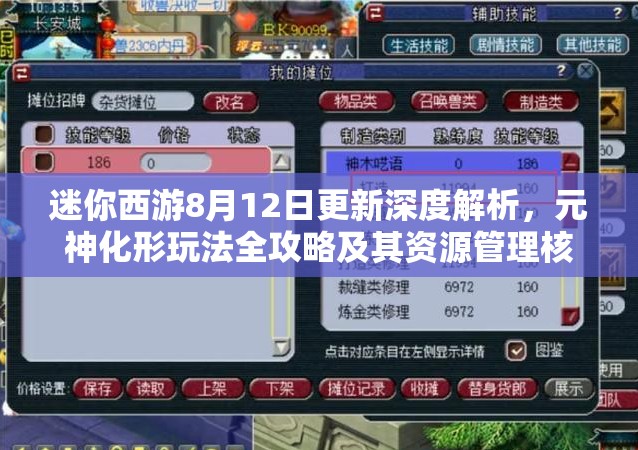 迷你西游8月12日更新深度解析，元神化形玩法全攻略及其资源管理核心作用
