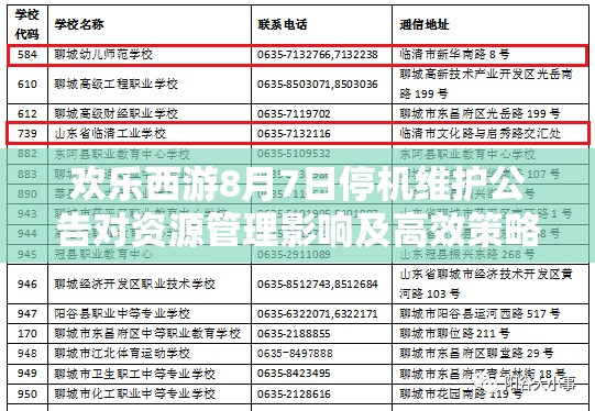 欢乐西游8月7日停机维护公告对资源管理影响及高效策略解析
