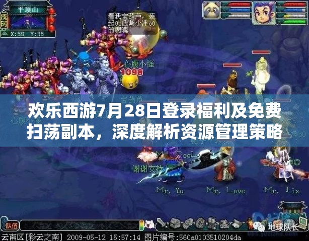 欢乐西游7月28日登录福利及免费扫荡副本，深度解析资源管理策略艺术