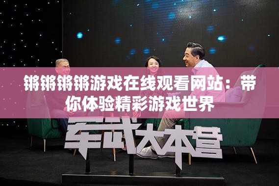 锵锵锵锵游戏在线观看网站：带你体验精彩游戏世界