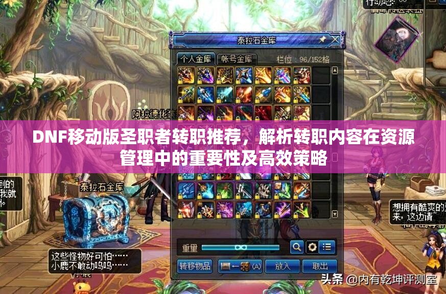 DNF移动版圣职者转职推荐，解析转职内容在资源管理中的重要性及高效策略
