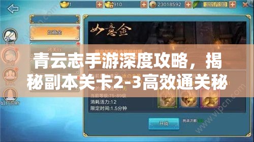青云志手游深度攻略，揭秘副本关卡2-3高效通关秘籍与技巧