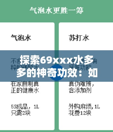 探索69xxx水多多的神奇功效：如何有效提升生活品质与健康状态？