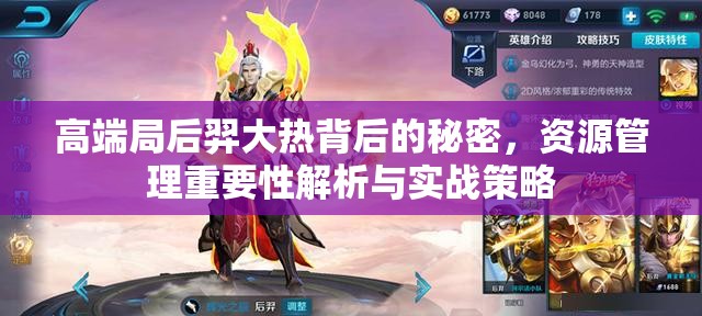 高端局后羿大热背后的秘密，资源管理重要性解析与实战策略