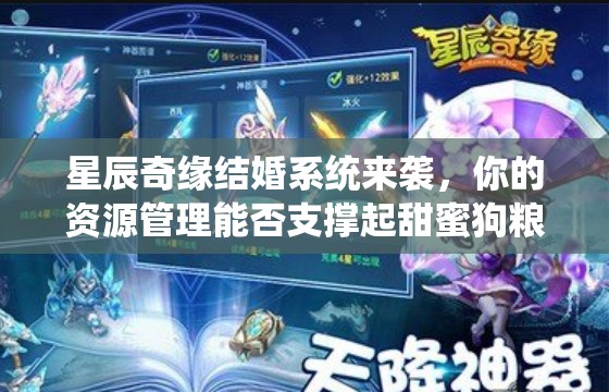 星辰奇缘结婚系统来袭，你的资源管理能否支撑起甜蜜狗粮？
